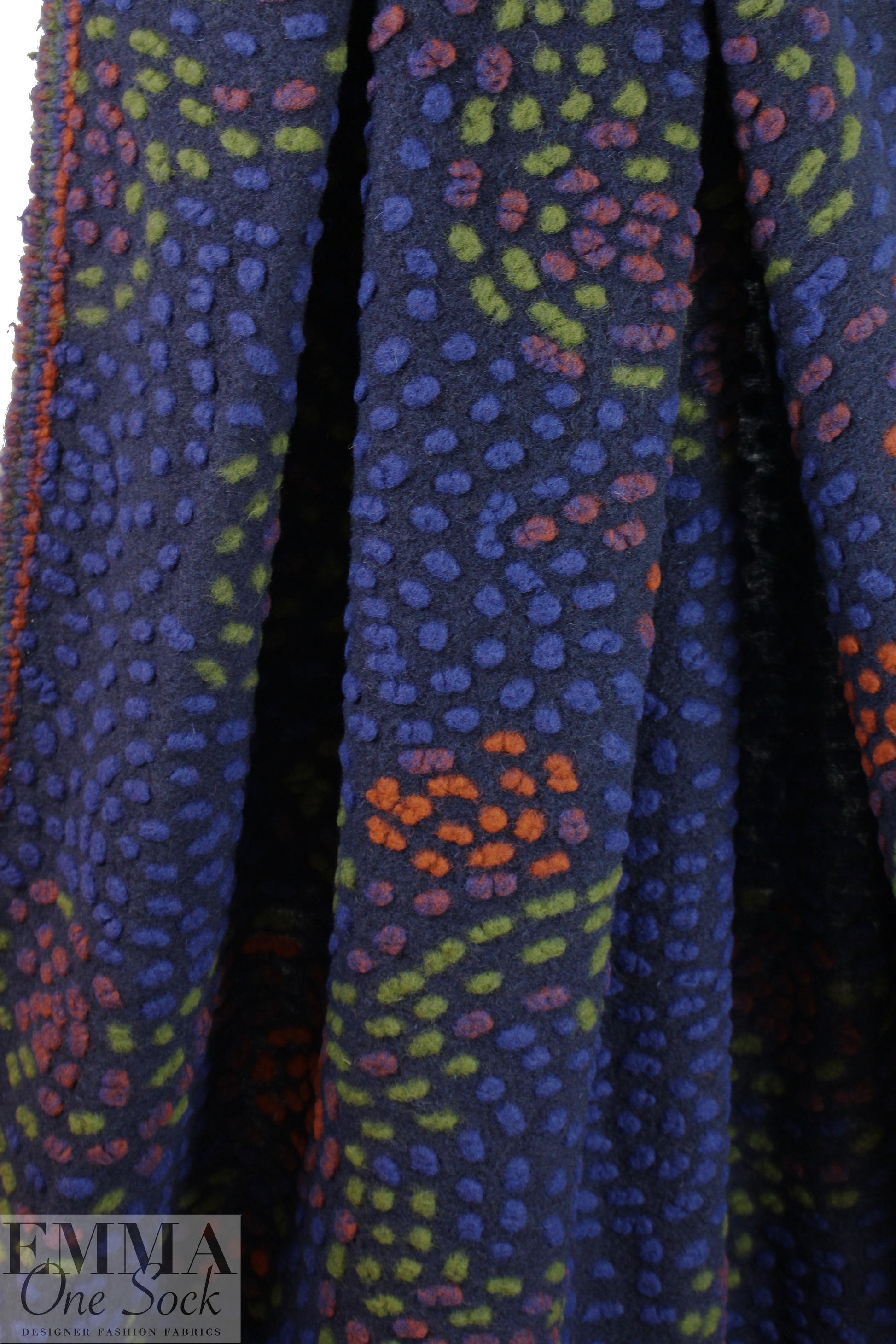 Italian textured dot wool fleece knit - starry night