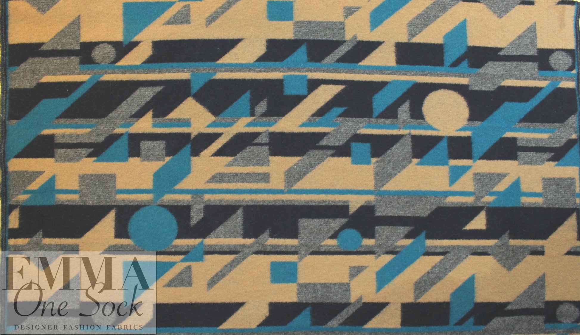 Italian textured fleece knit - cubist graphic