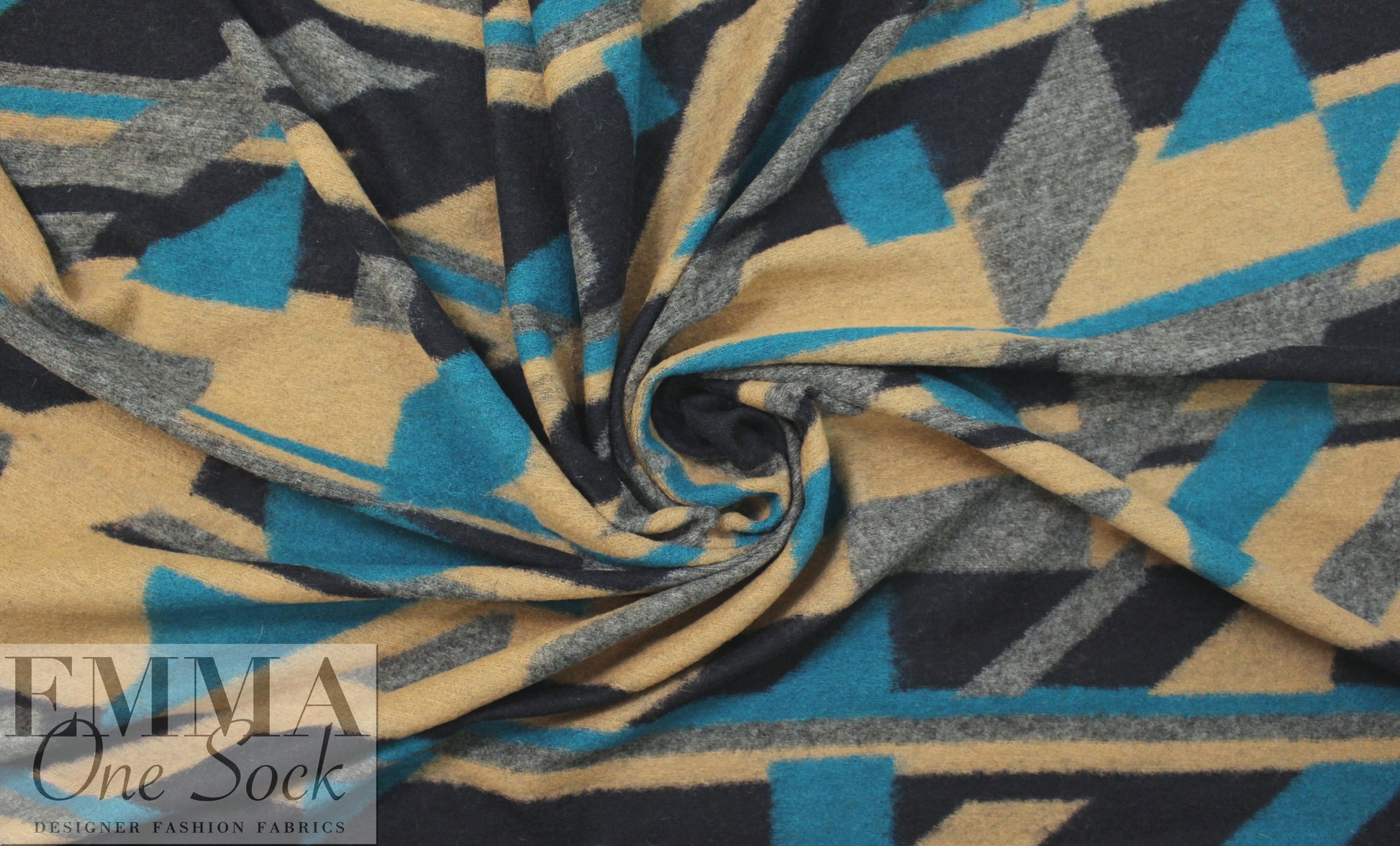 Italian textured fleece knit - cubist graphic