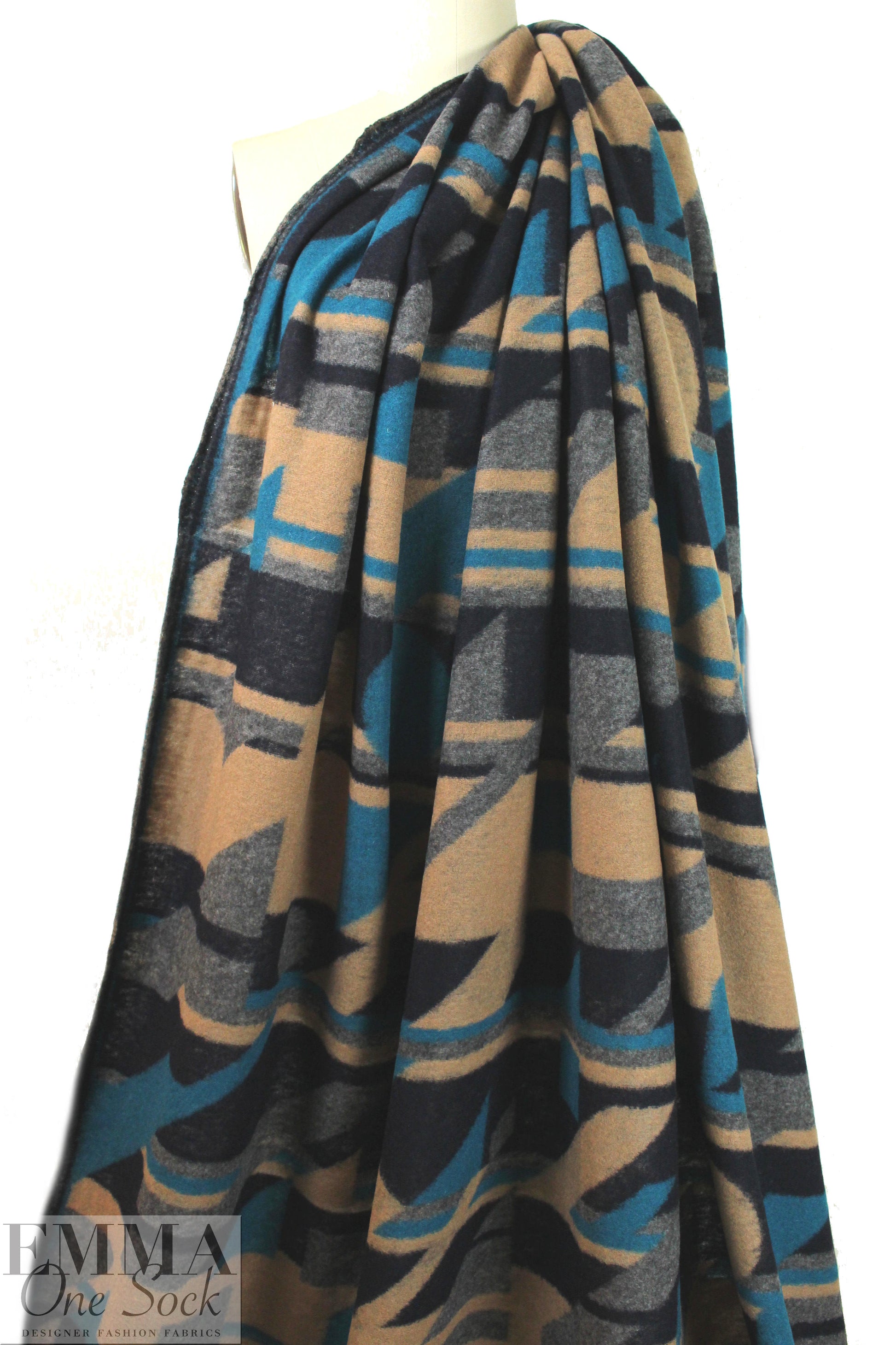 Italian textured fleece knit - cubist graphic