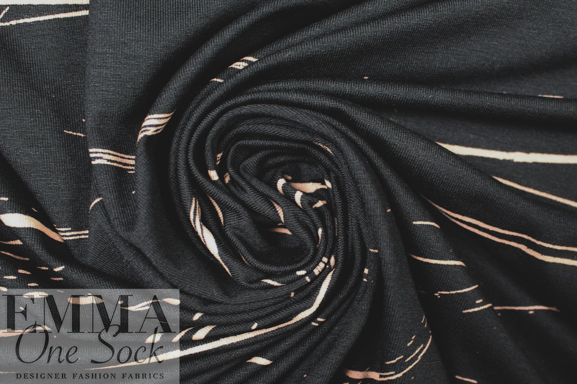 MTM ECOVERO jersey Oeko-Tex cert., 'stray lines' - black 1.625 yd