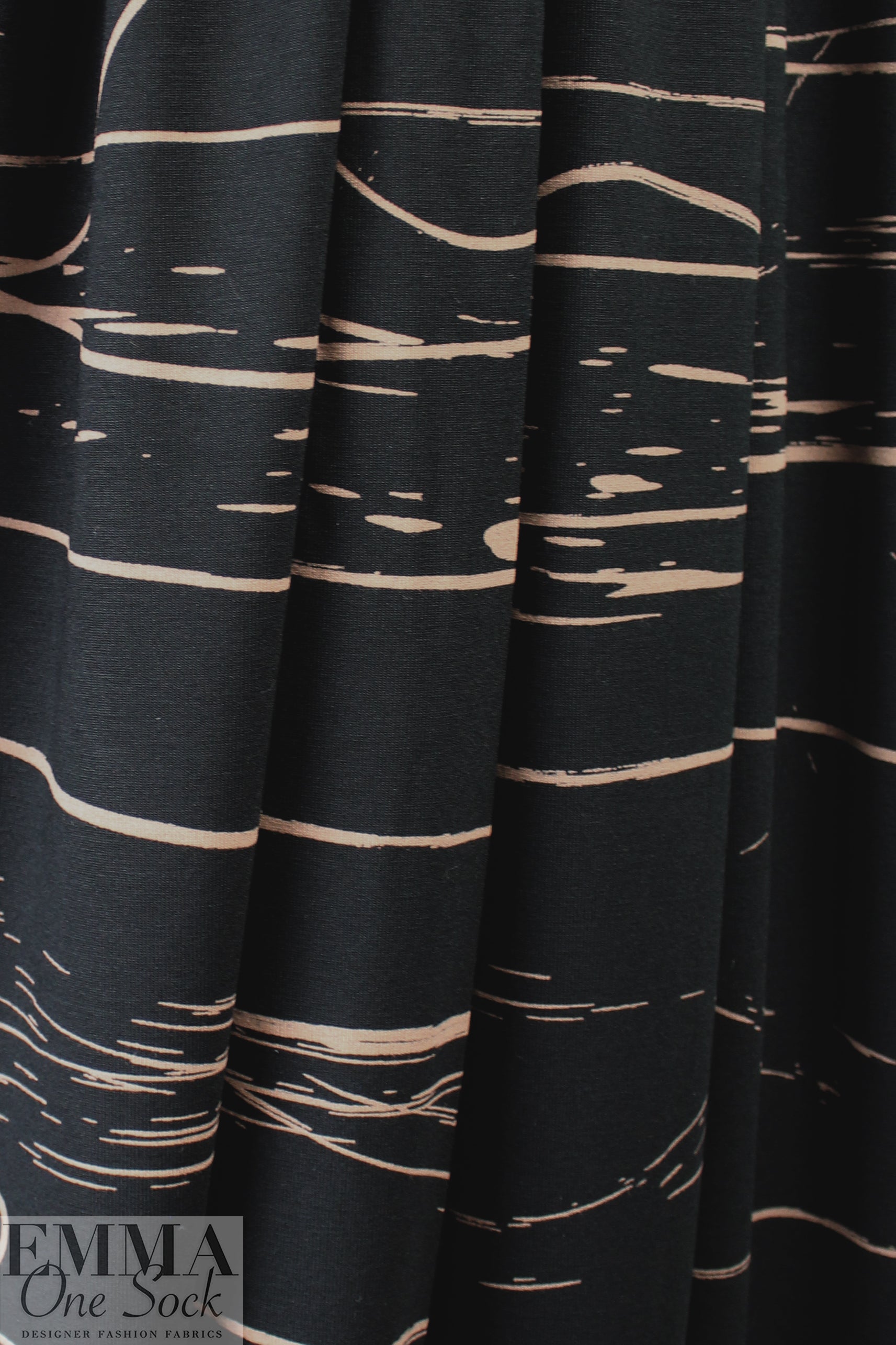 MTM ECOVERO jersey Oeko-Tex cert., 'stray lines' - black .5 yds