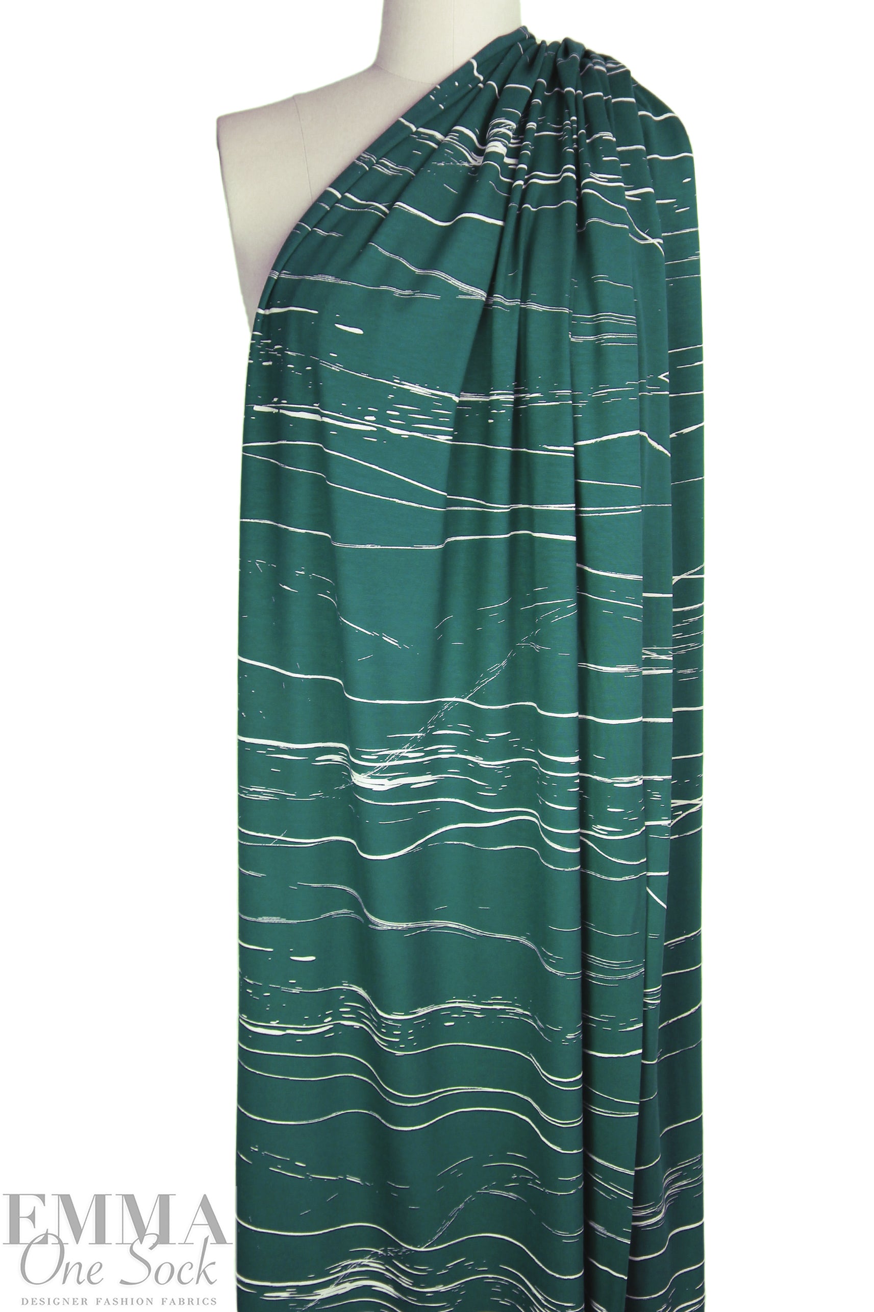 MTM ECOVERO jersey Oeko-Tex cert., 'stray lines' - bottle green 1.75 yd
