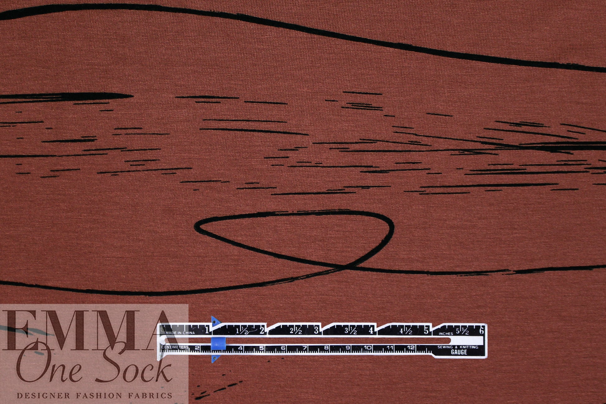 MTM ECOVERO jersey Oeko-Tex cert., 'stray lines' - sienna .875 yds