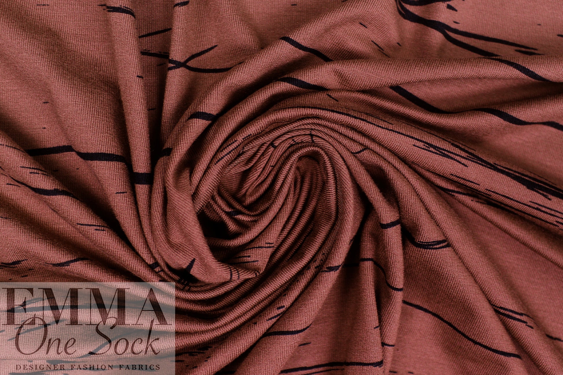 MTM ECOVERO jersey Oeko-Tex cert., 'stray lines' - sienna 1 yard