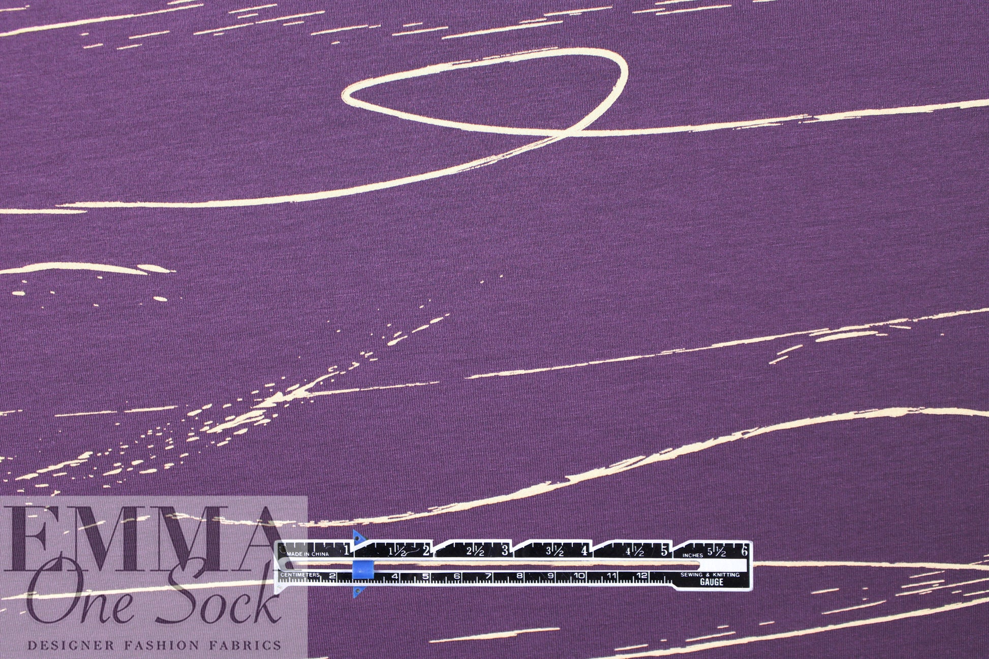 MTM ECOVERO jersey Oeko-Tex cert., 'stray lines' - plum .625 yds