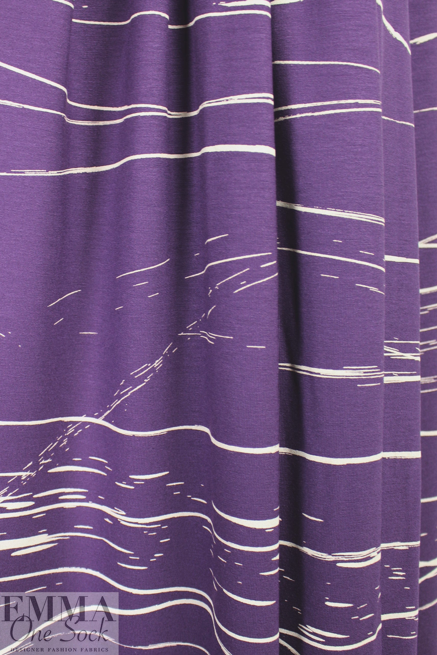 MTM ECOVERO jersey Oeko-Tex cert., 'stray lines' - plum 1.25 yd
