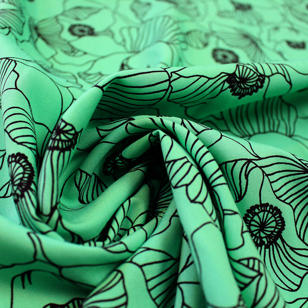 The Ko0ples Ecovero 'spearmint floral' viscose challis woven .625 yds