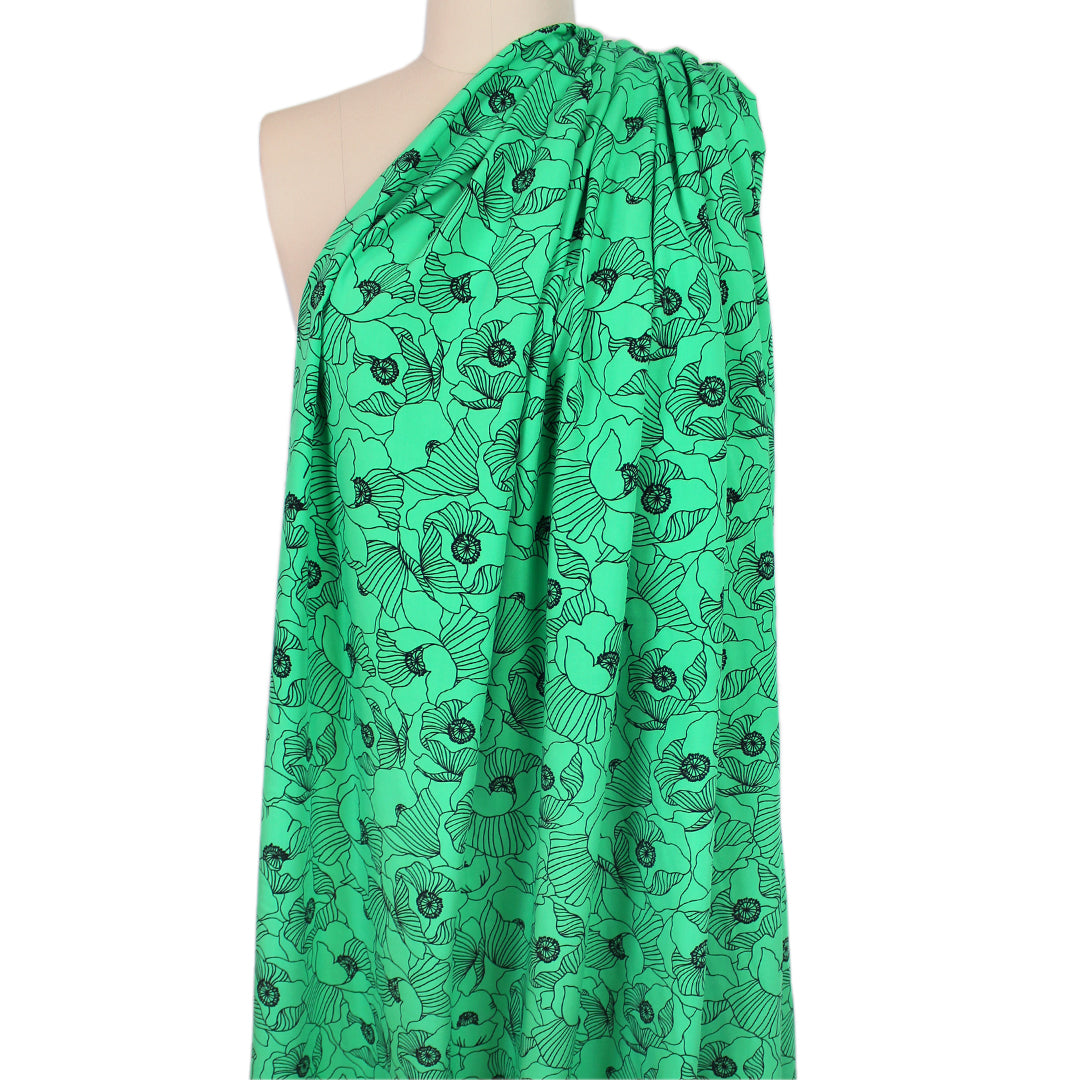 The Ko0ples Ecovero 'spearmint floral' viscose challis woven .625 yds