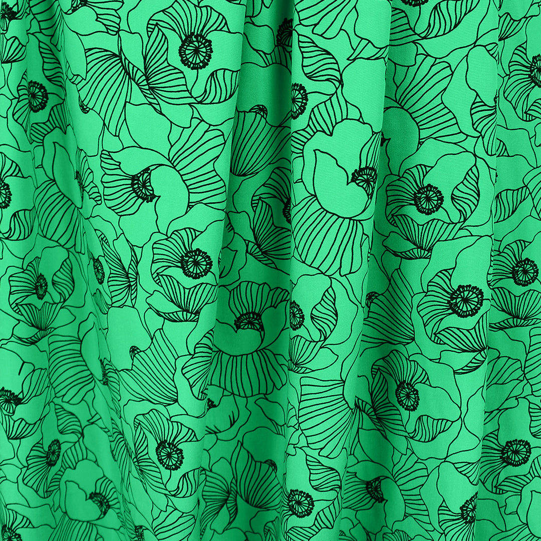 The Ko0ples Ecovero 'spearmint floral' viscose challis woven .625 yds