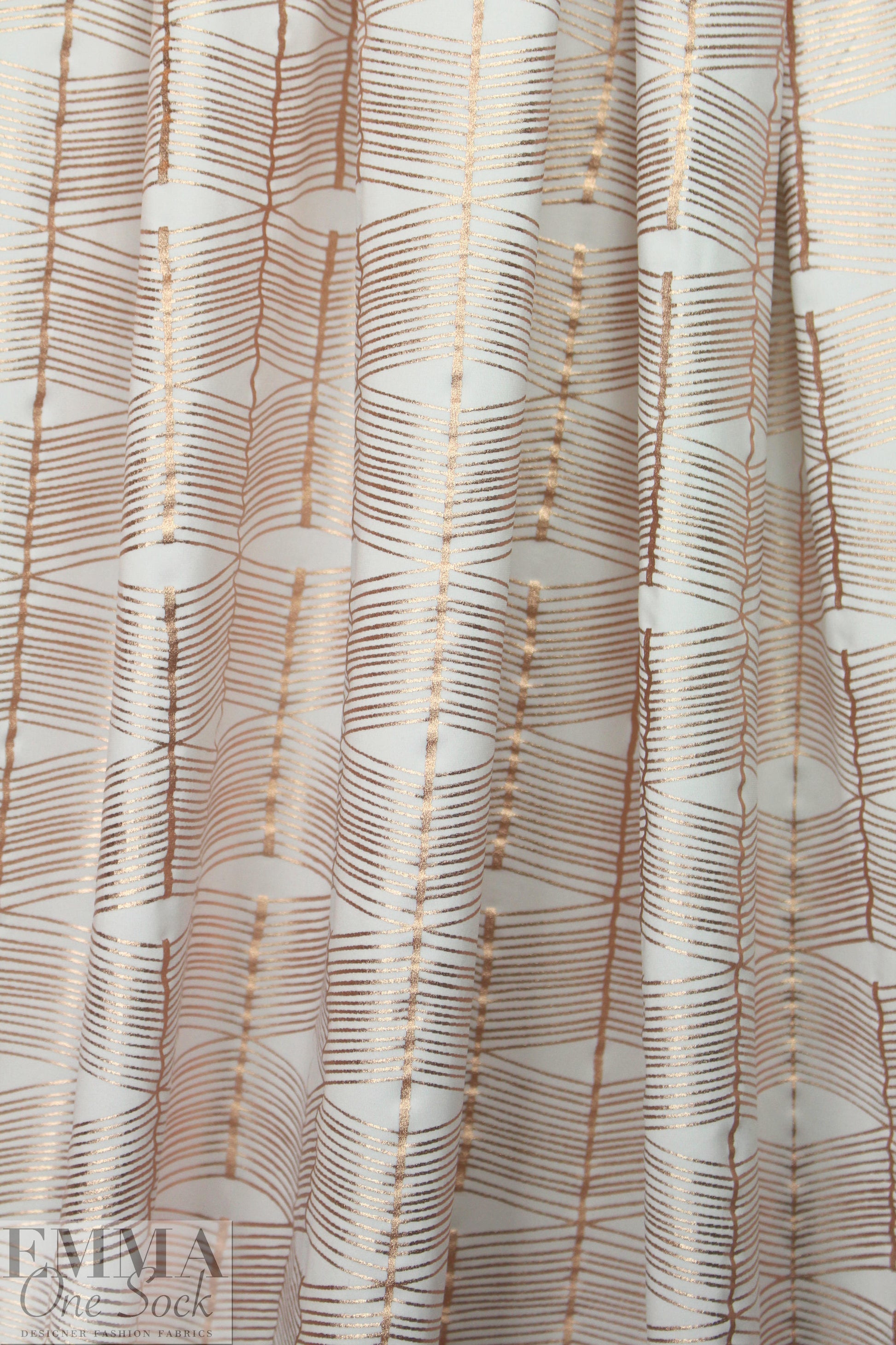 white/rose gold metallic 'painted 3-D' nylon/spandex knit  1.66 yds