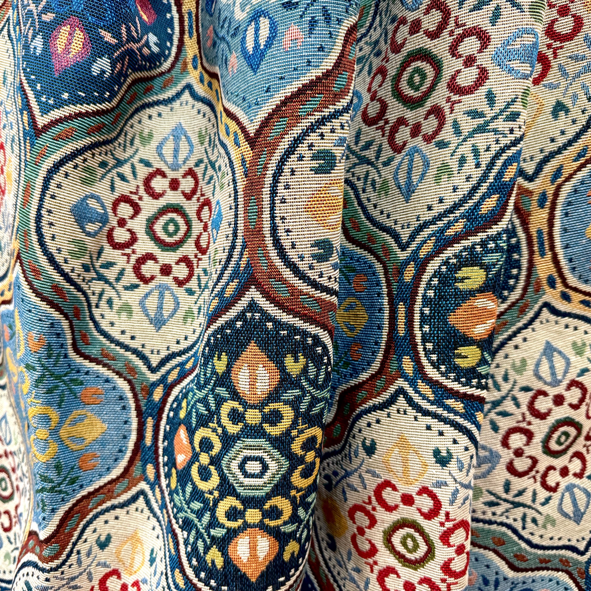 'tile by tile' woven jacquard tapestry