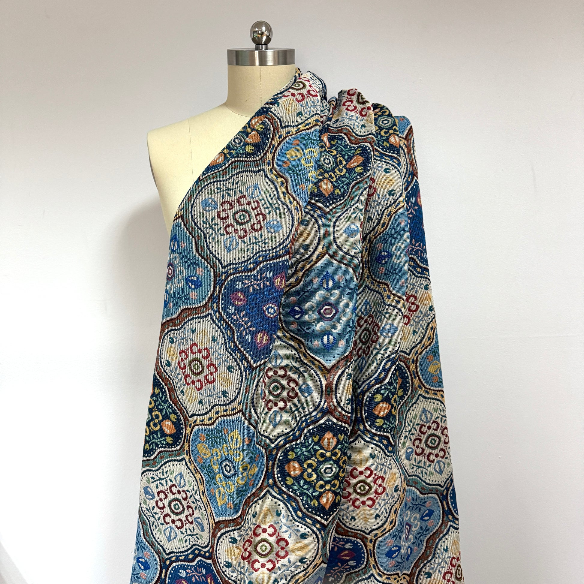 'tile by tile' woven jacquard tapestry
