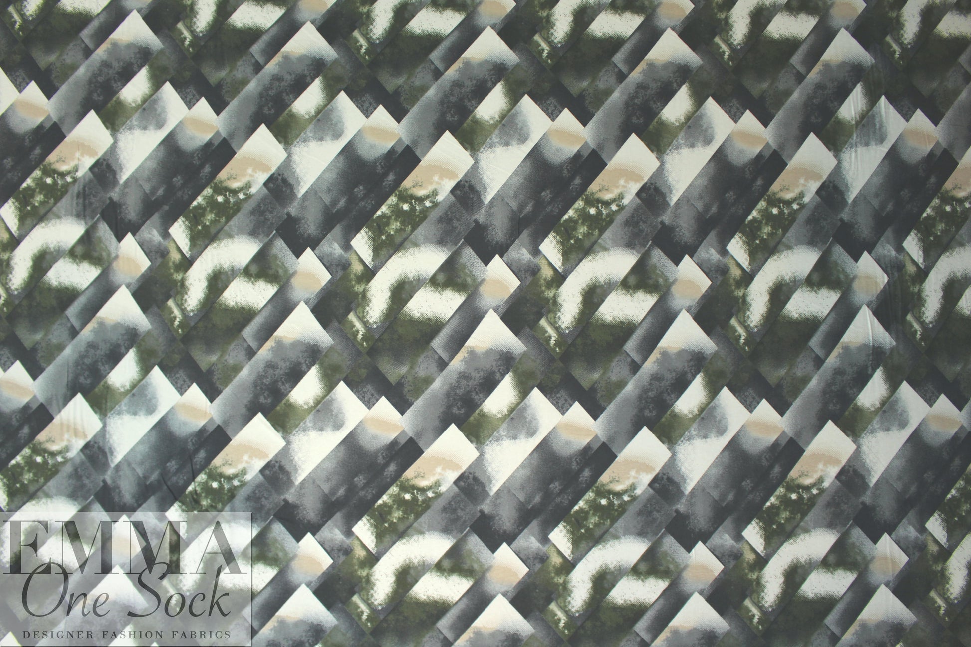 edgy prism abstract ITY knit - loden/ gunmetal 1.625 yd