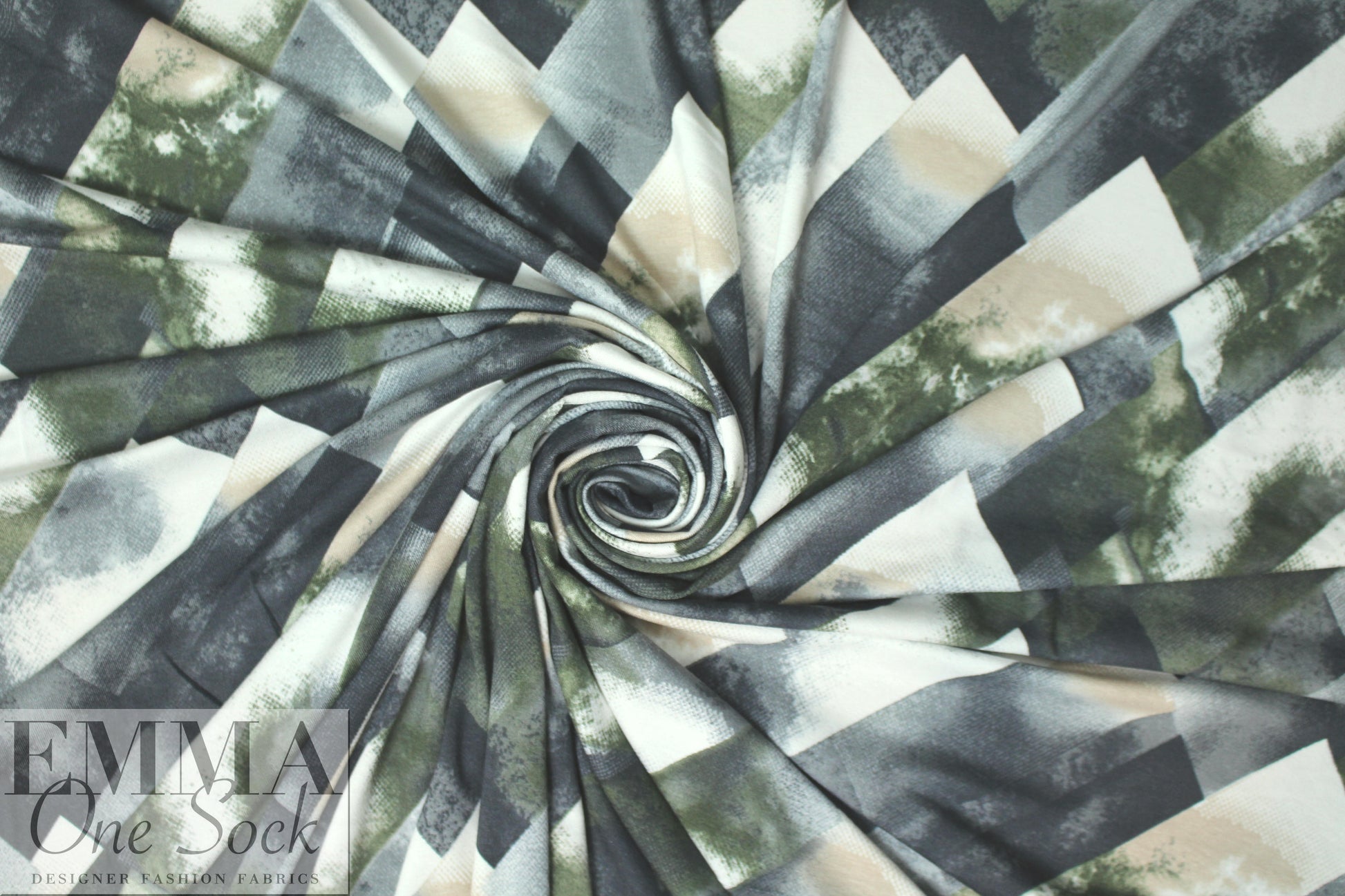 edgy prism abstract ITY knit - loden/ gunmetal 1.625 yd
