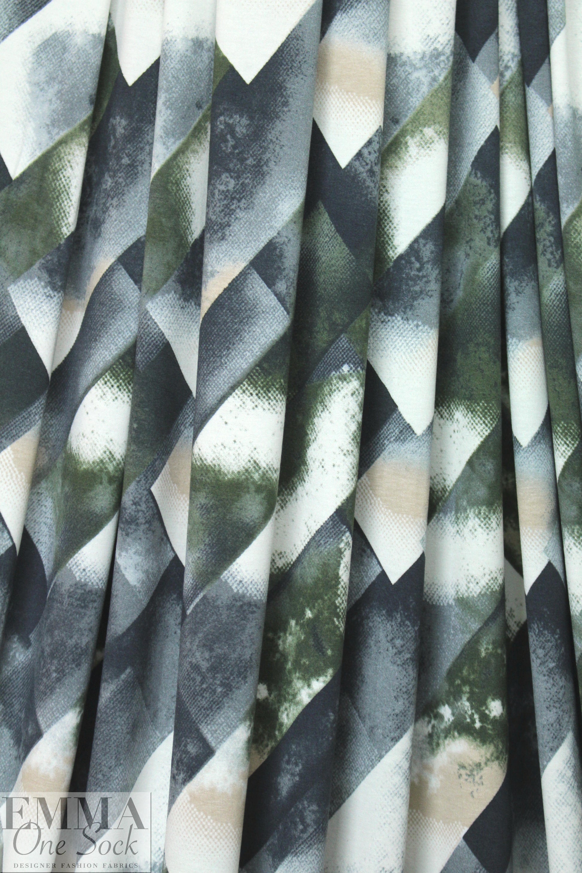 edgy prism abstract ITY knit - loden/ gunmetal 1.625 yd