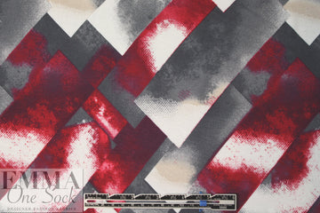 edgy prism abstract ITY knit - persian red/ gunmetal