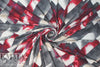 edgy prism abstract ITY knit - persian red/ gunmetal 1.75 yds