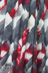 edgy prism abstract ITY knit - persian red/ gunmetal 1.75 yds