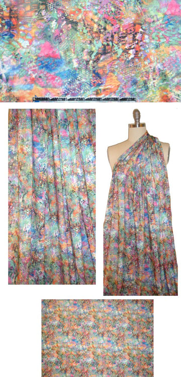 CA designer digital poly/lycra knit - multicolor abstract 1.75 yd