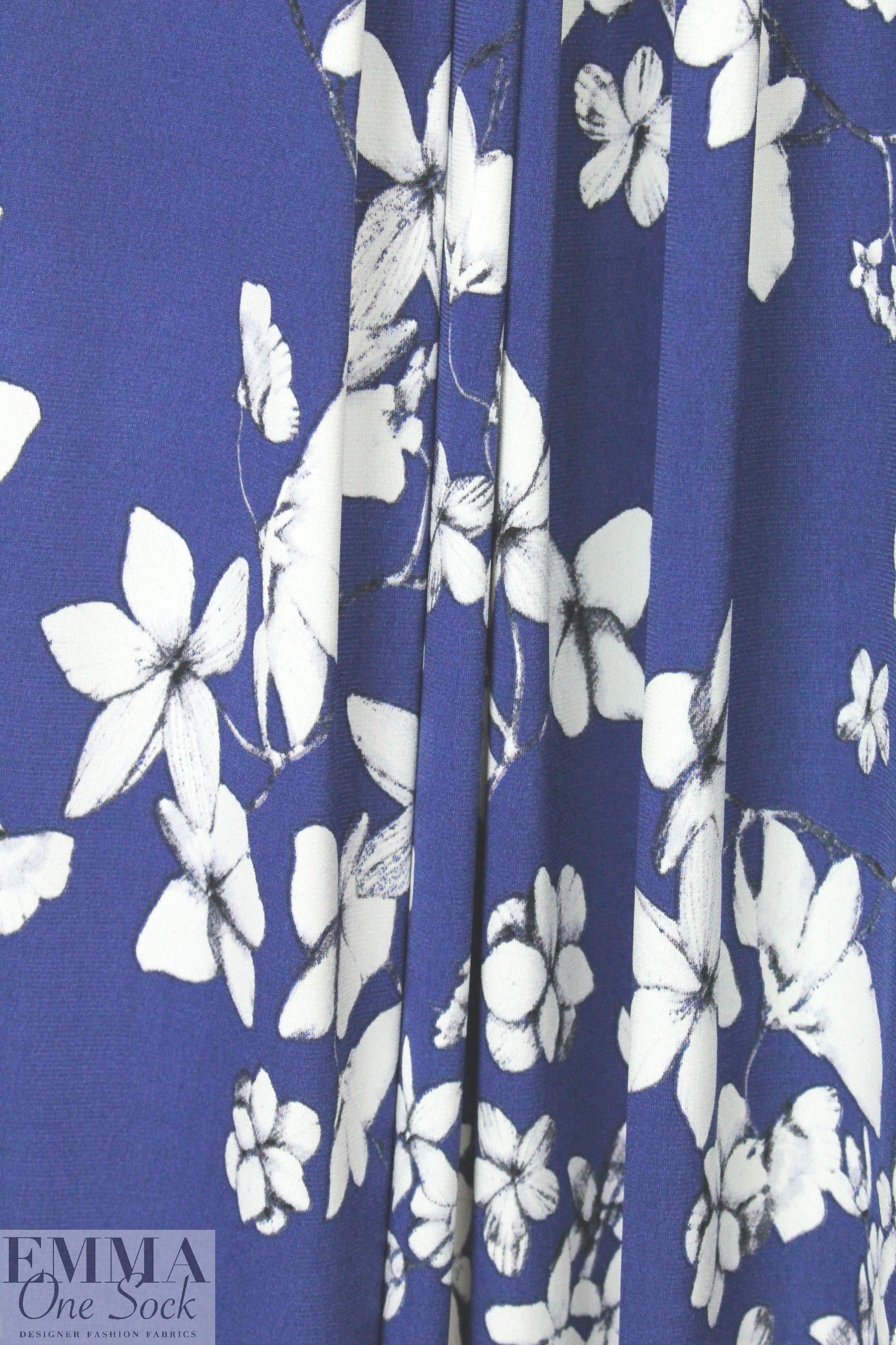 NY designer marine/white blossoms ITY knit