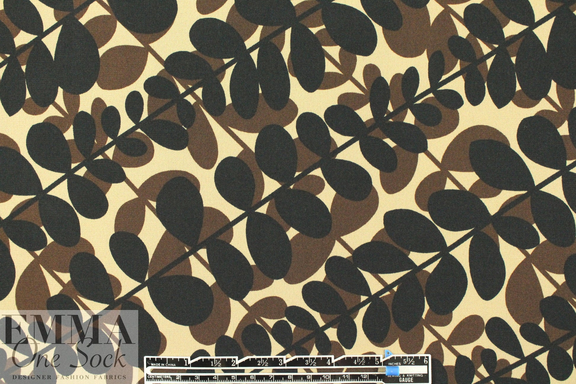 NY designer earthy leaf graphic ITY knit 2 yd
