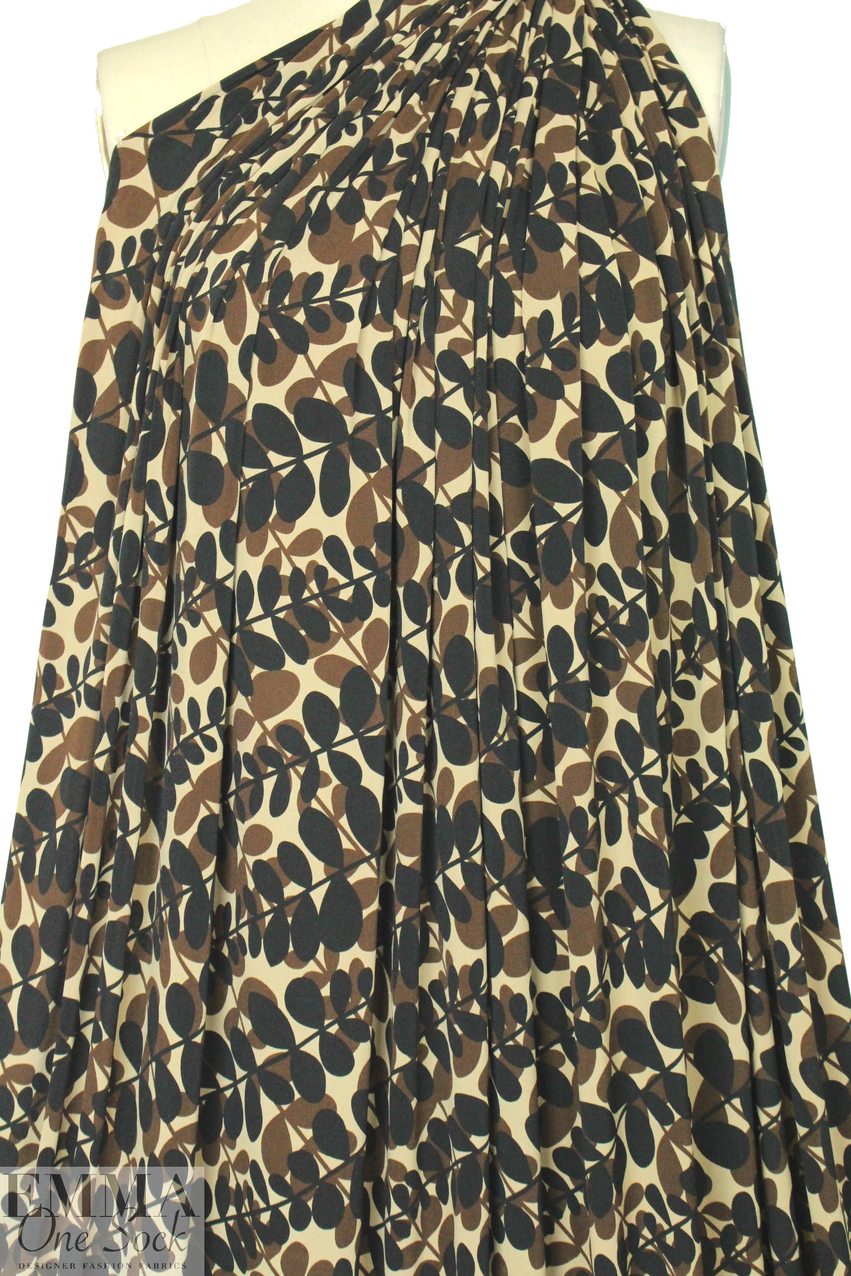 NY designer earthy leaf graphic ITY knit 2 yd