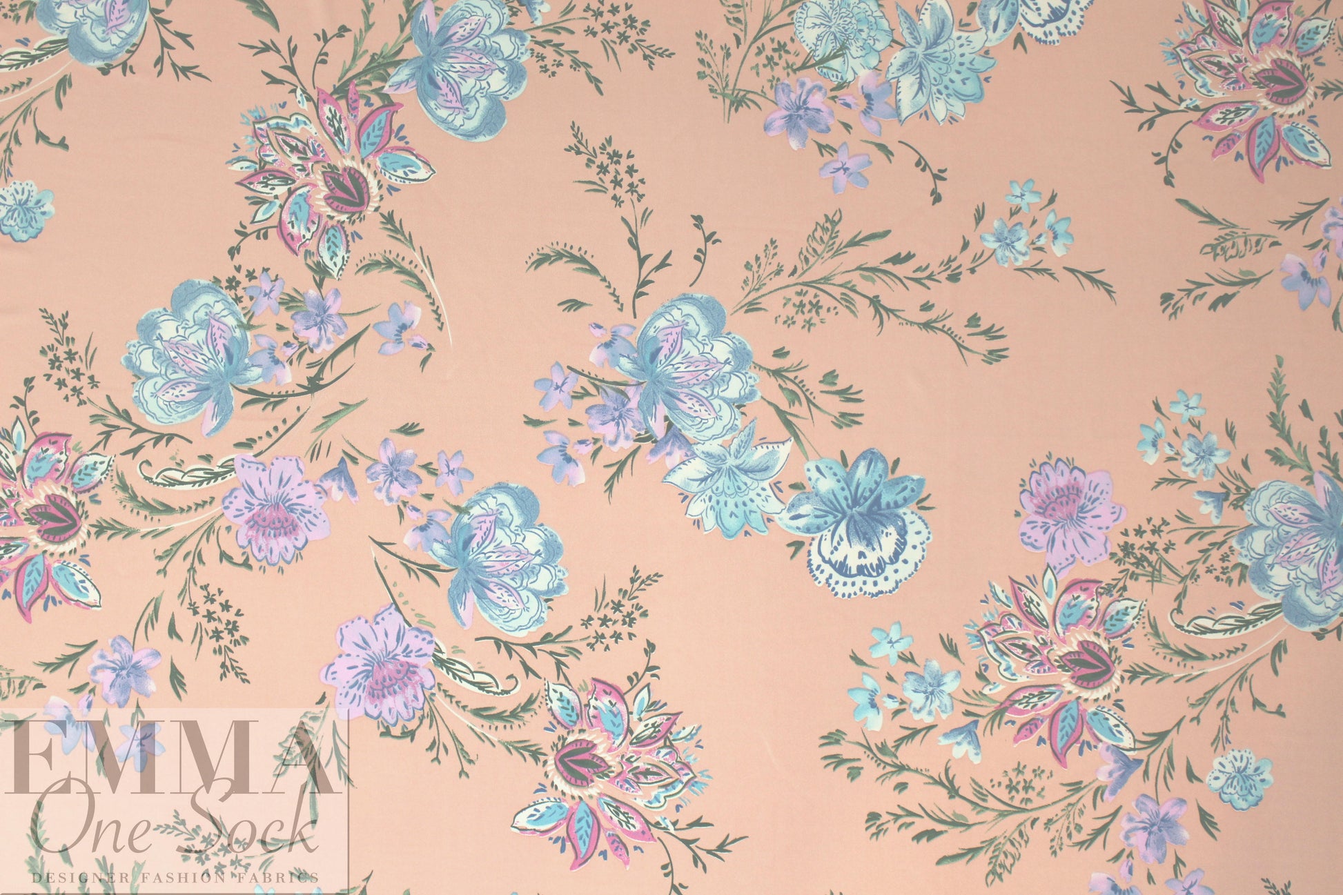 peach blush decorative floral ITY knit 1.875 yd