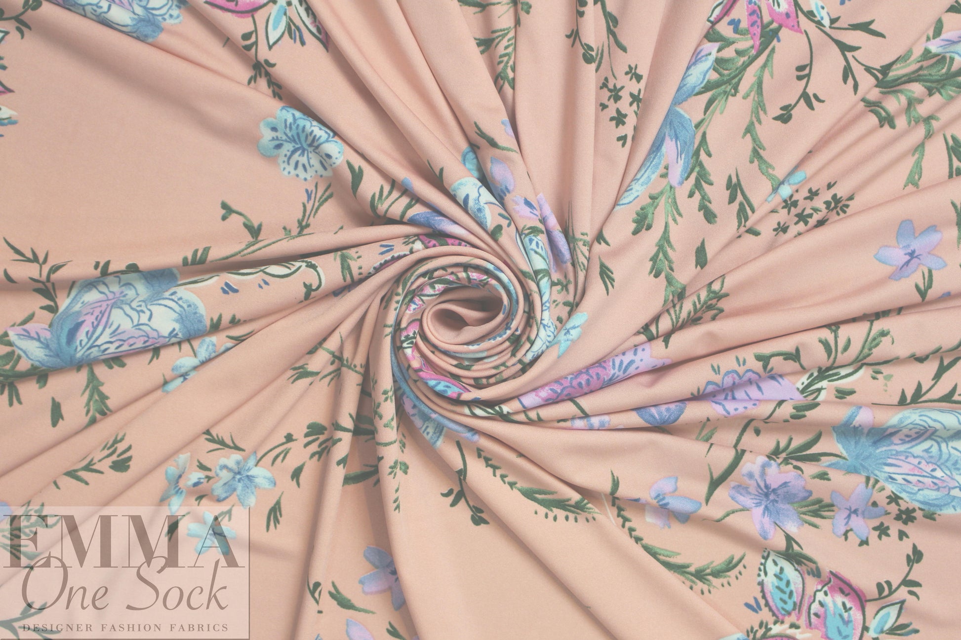 peach blush decorative floral ITY knit 1.875 yd