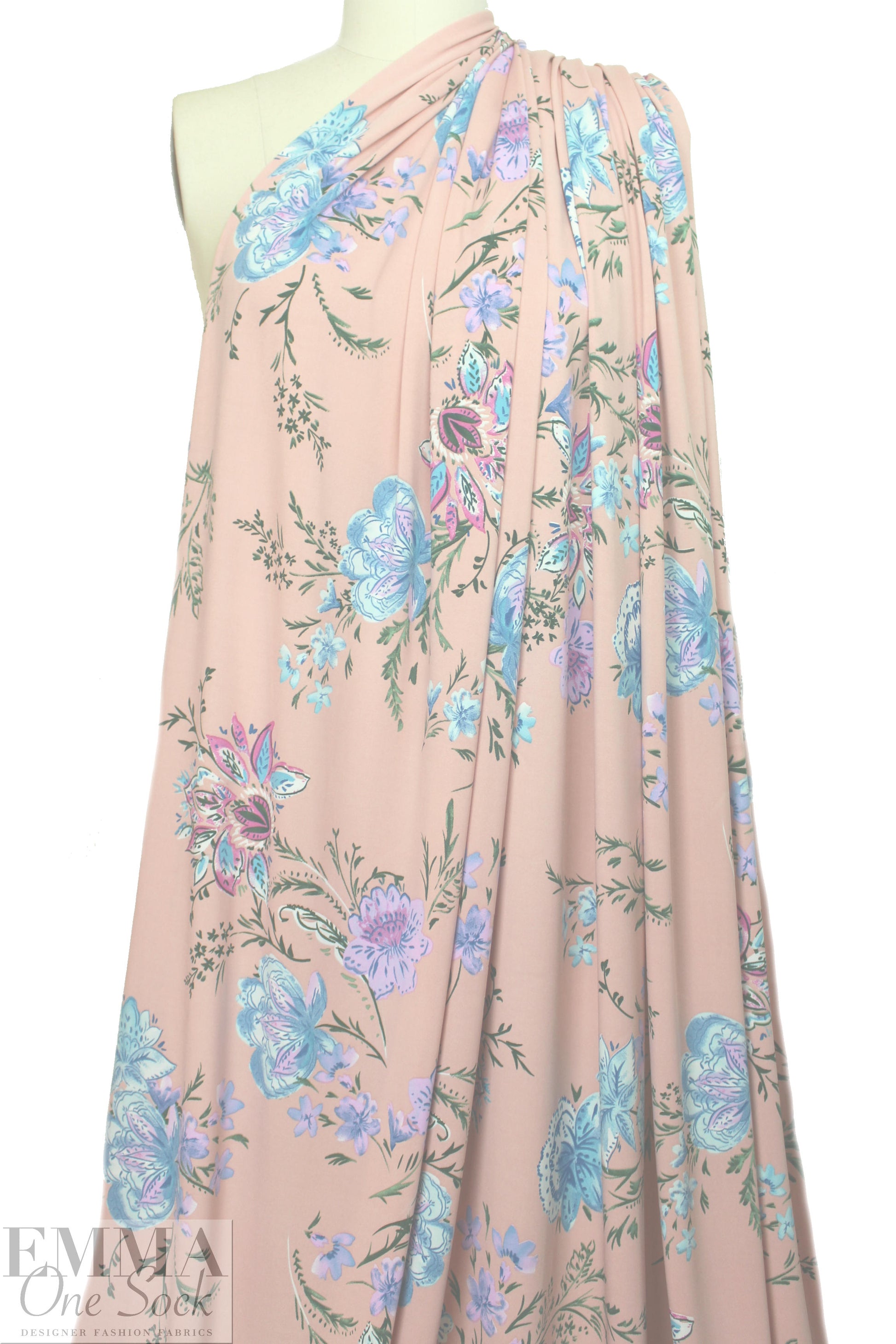 peach blush decorative floral ITY knit 1.875 yd