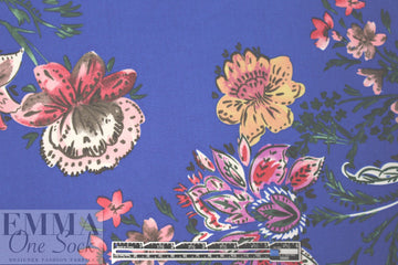royal blue decorative floral ITY knit