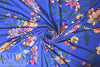 royal blue decorative floral ITY knit 1.375 yds