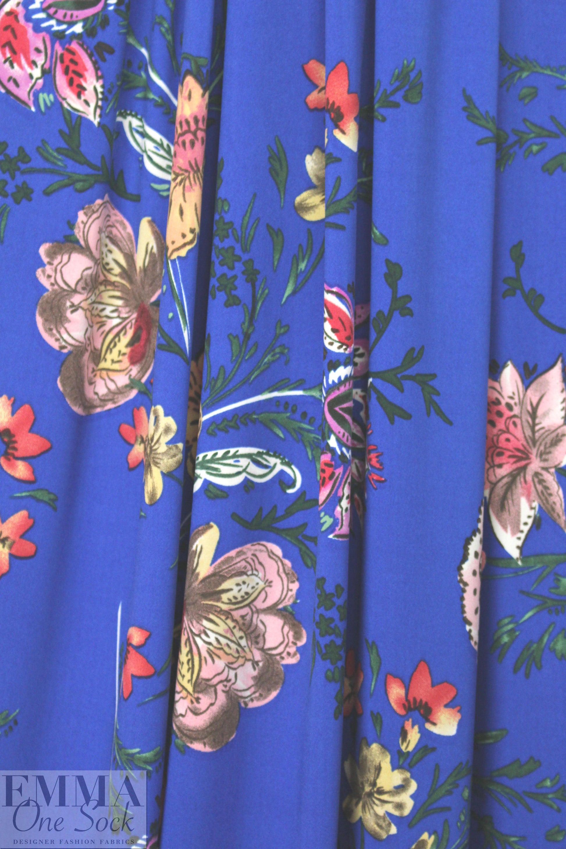 royal blue decorative floral ITY knit