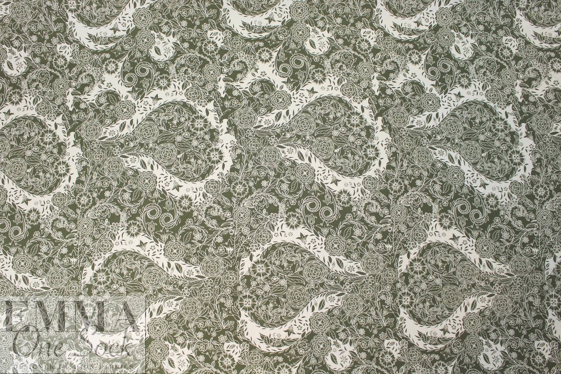 loden/white decorative floral ITY knit 1.33 yds