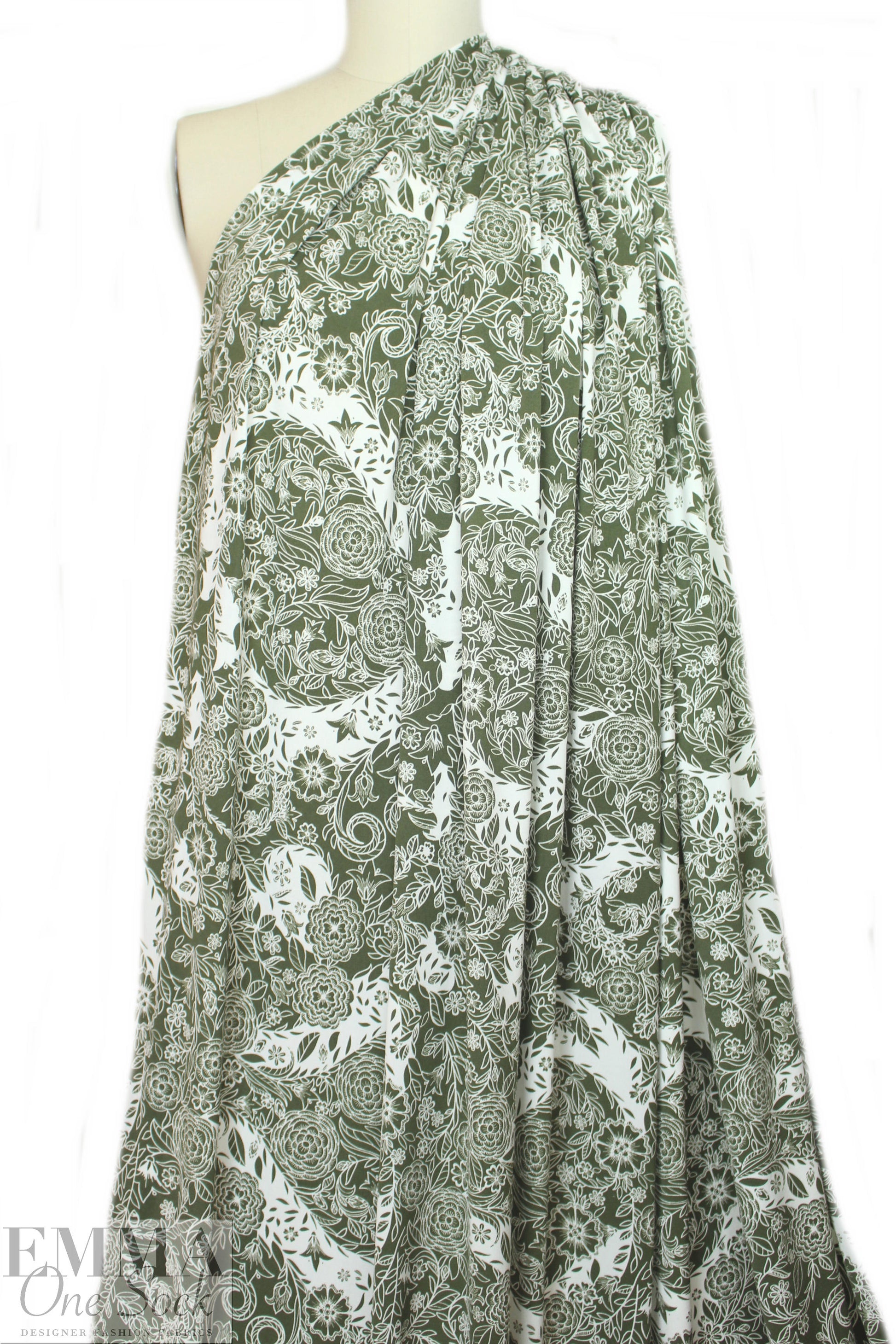 loden/white decorative floral ITY knit