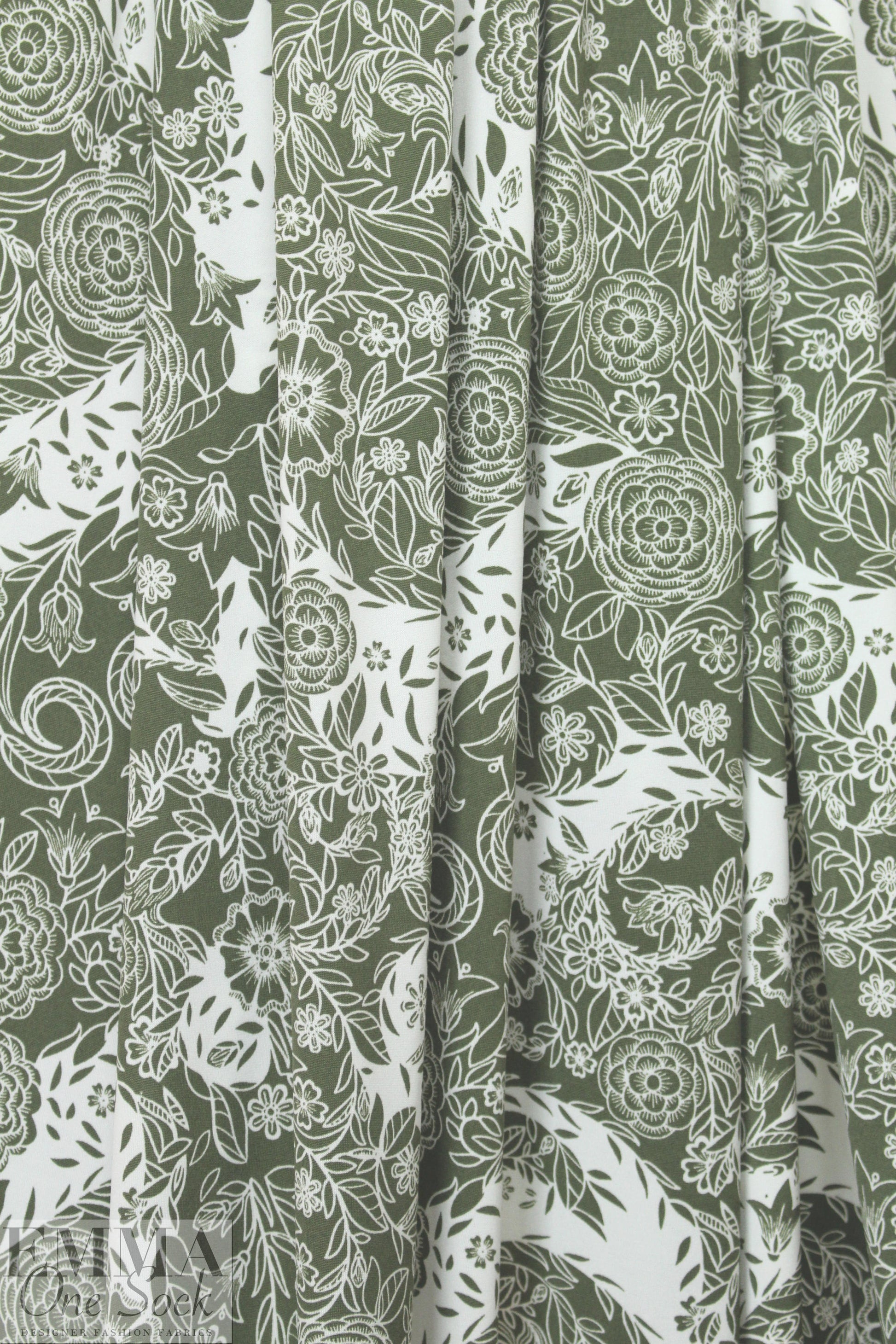 loden/white decorative floral ITY knit