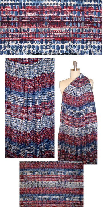 brushed texture navy/red dotty graphic ITY knit