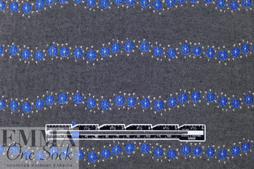 Italian denim look 'flower chain' jacquard woven .625 yds