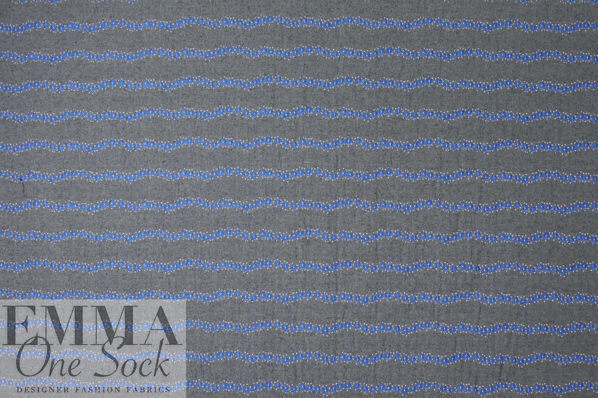 Italian denim look 'flower chain' jacquard woven 1.875 yd