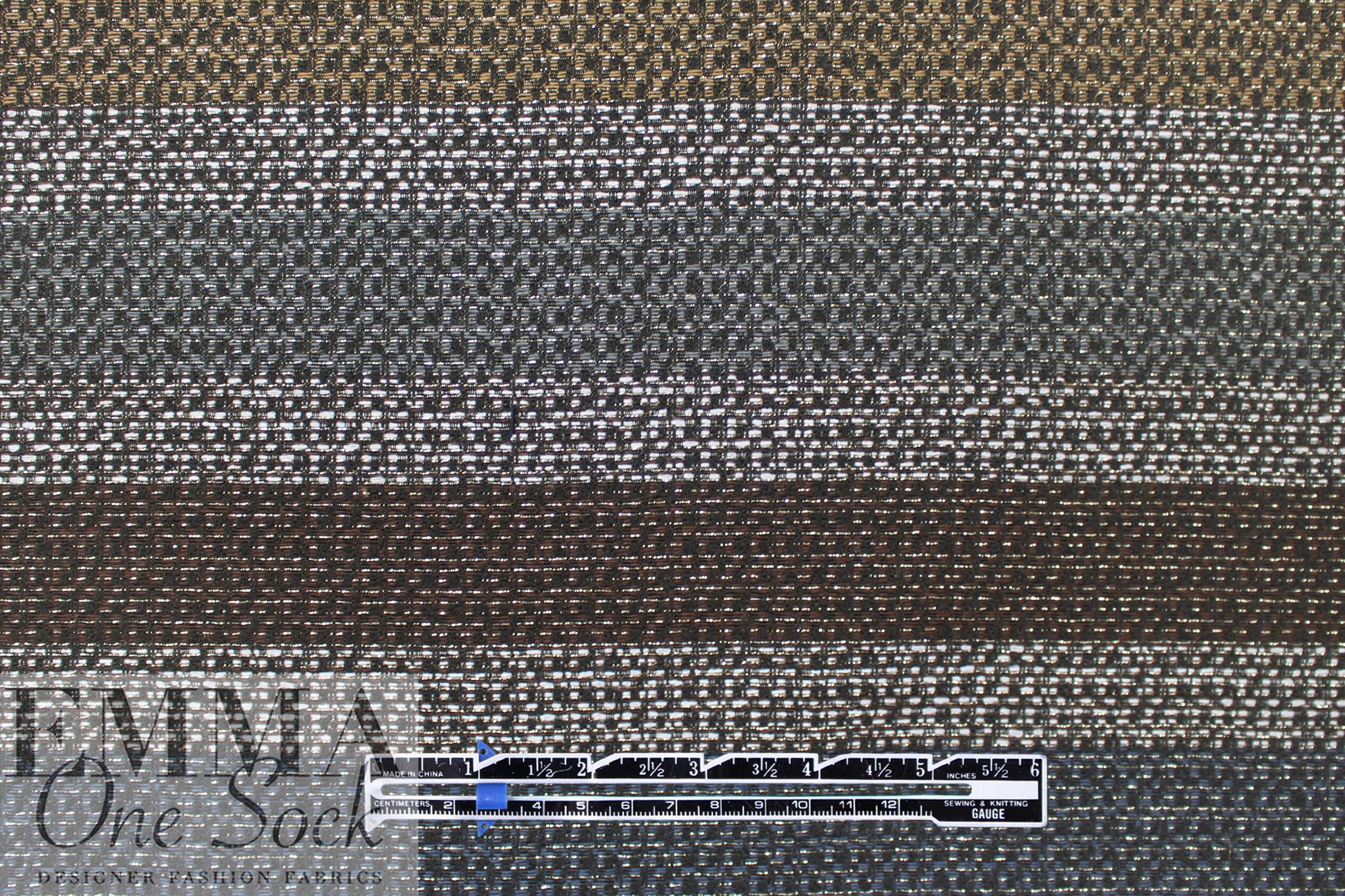 Italian horizontal stripe jacquard suiting- earth/slate/metallic 2 yd