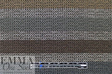 Italian horizontal stripe jacquard suiting- earth/slate/metallic 2.5 yd