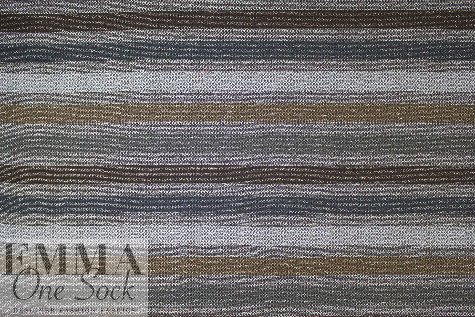 Italian horizontal stripe jacquard suiting- earth/slate/metallic 2.5 yd