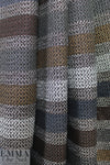 Italian horizontal stripe jacquard suiting- earth/slate/metallic 2.5 yd