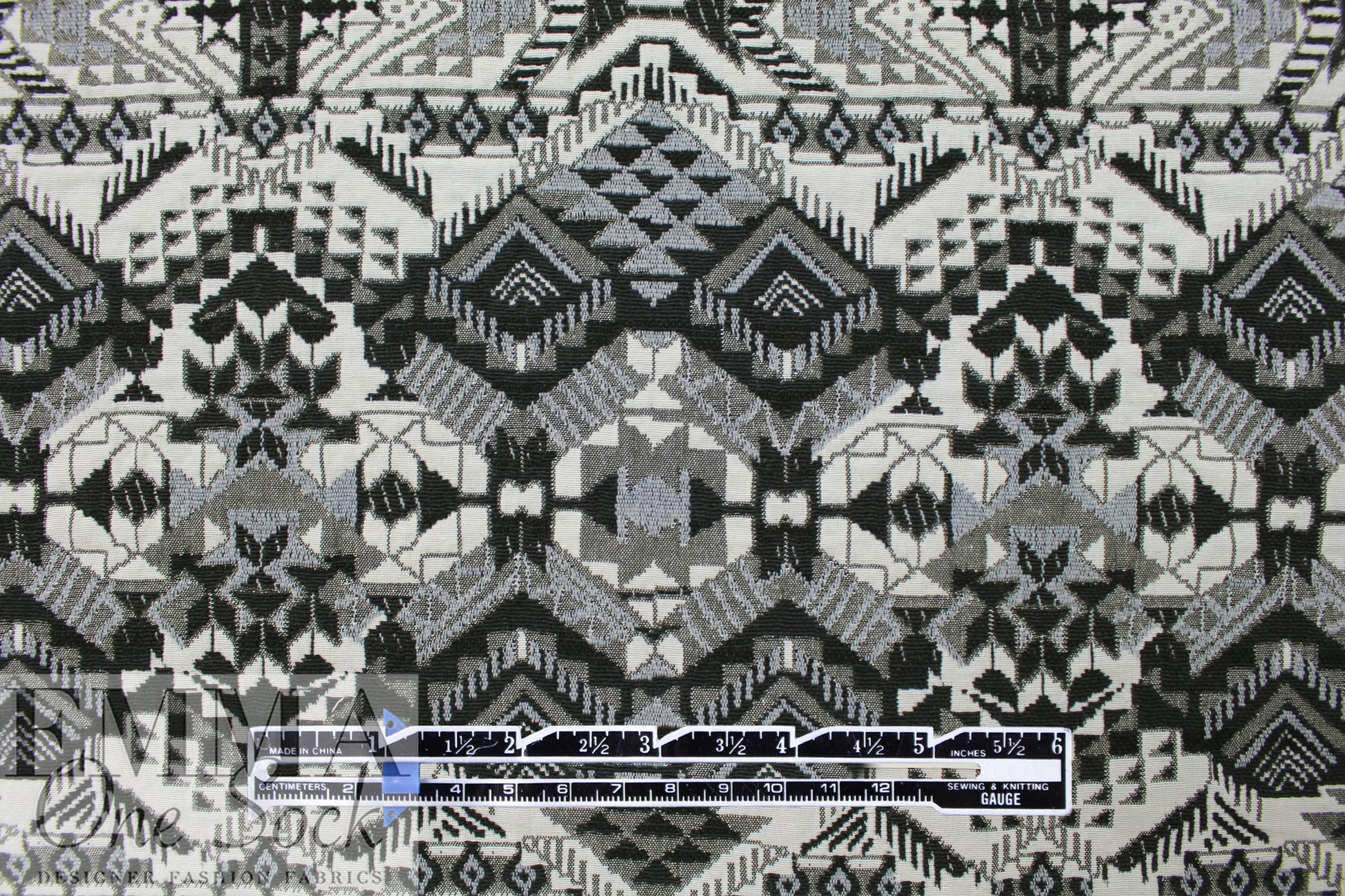 Italian cotton blend tribal graphic vertical stretch jacquard 1.5 yd