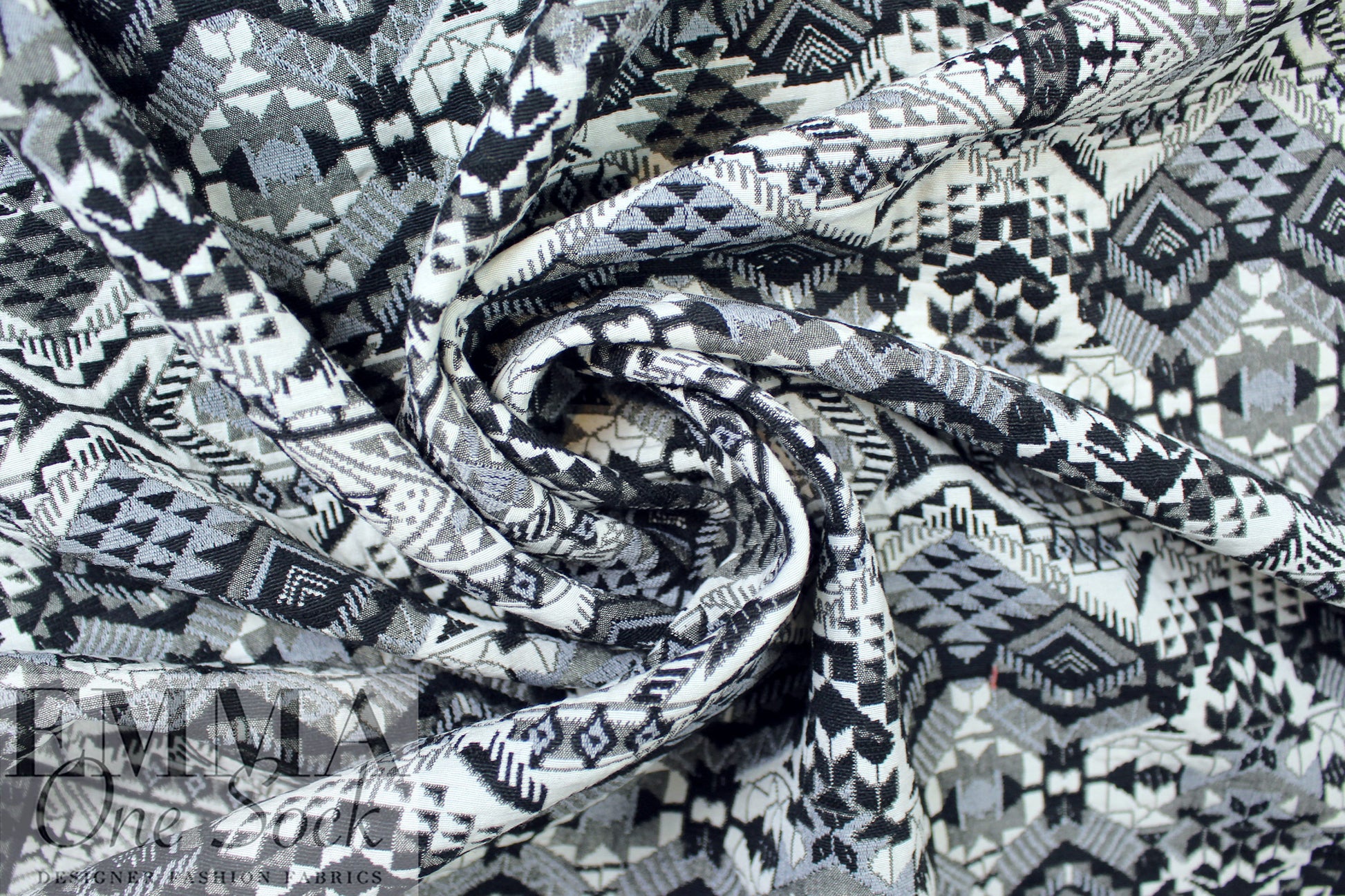 Italian cotton blend tribal graphic vertical stretch jacquard 1.5 yd