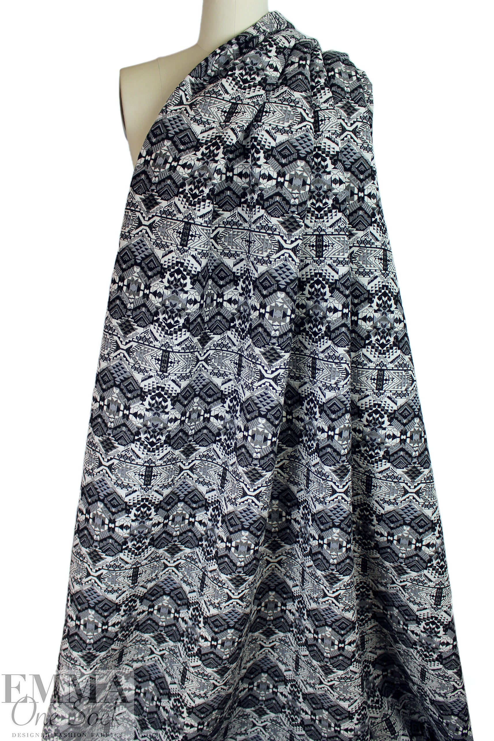 Italian cotton blend tribal graphic vertical stretch jacquard 1.75 yd