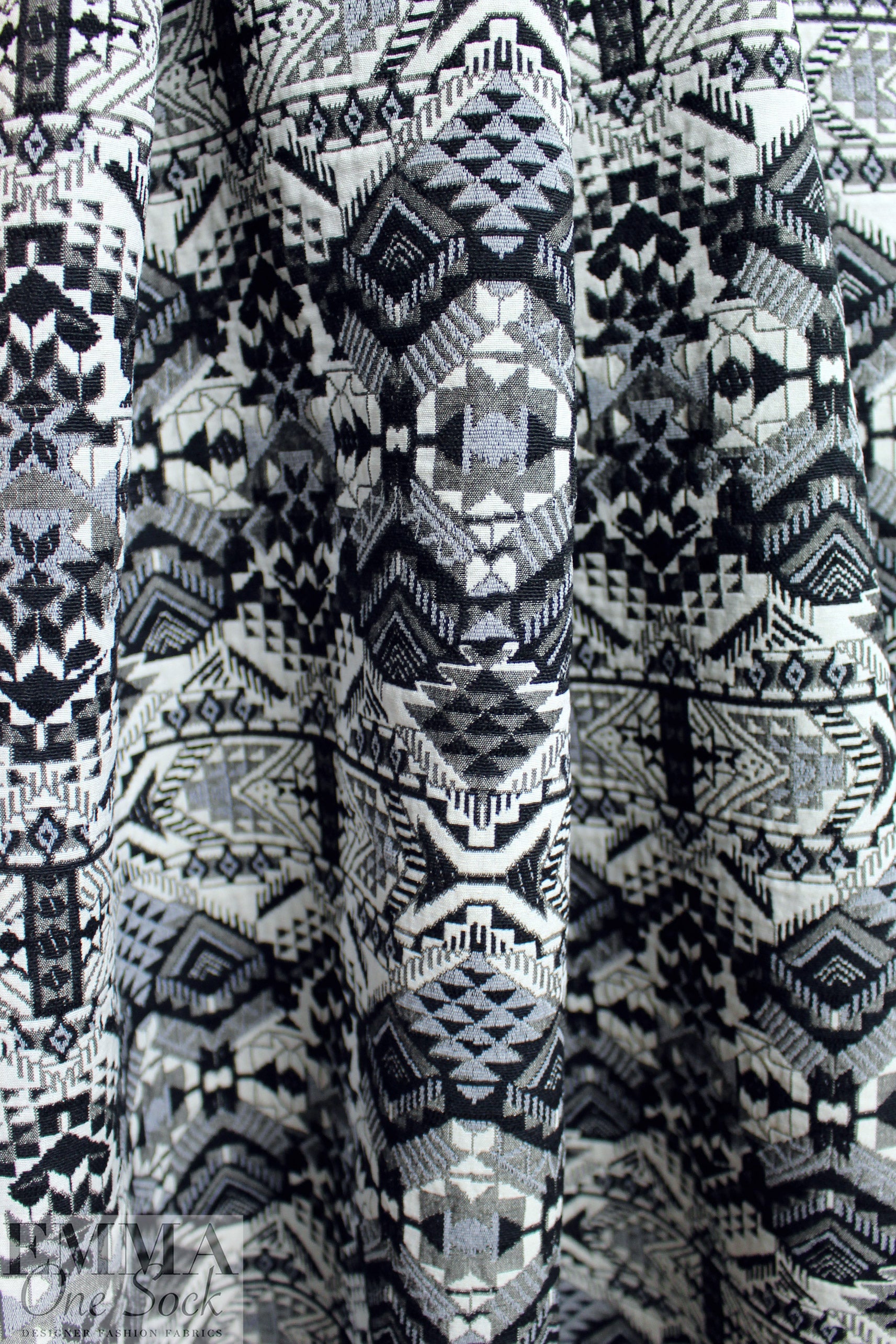 Italian cotton blend tribal graphic vertical stretch jacquard 1.5 yd