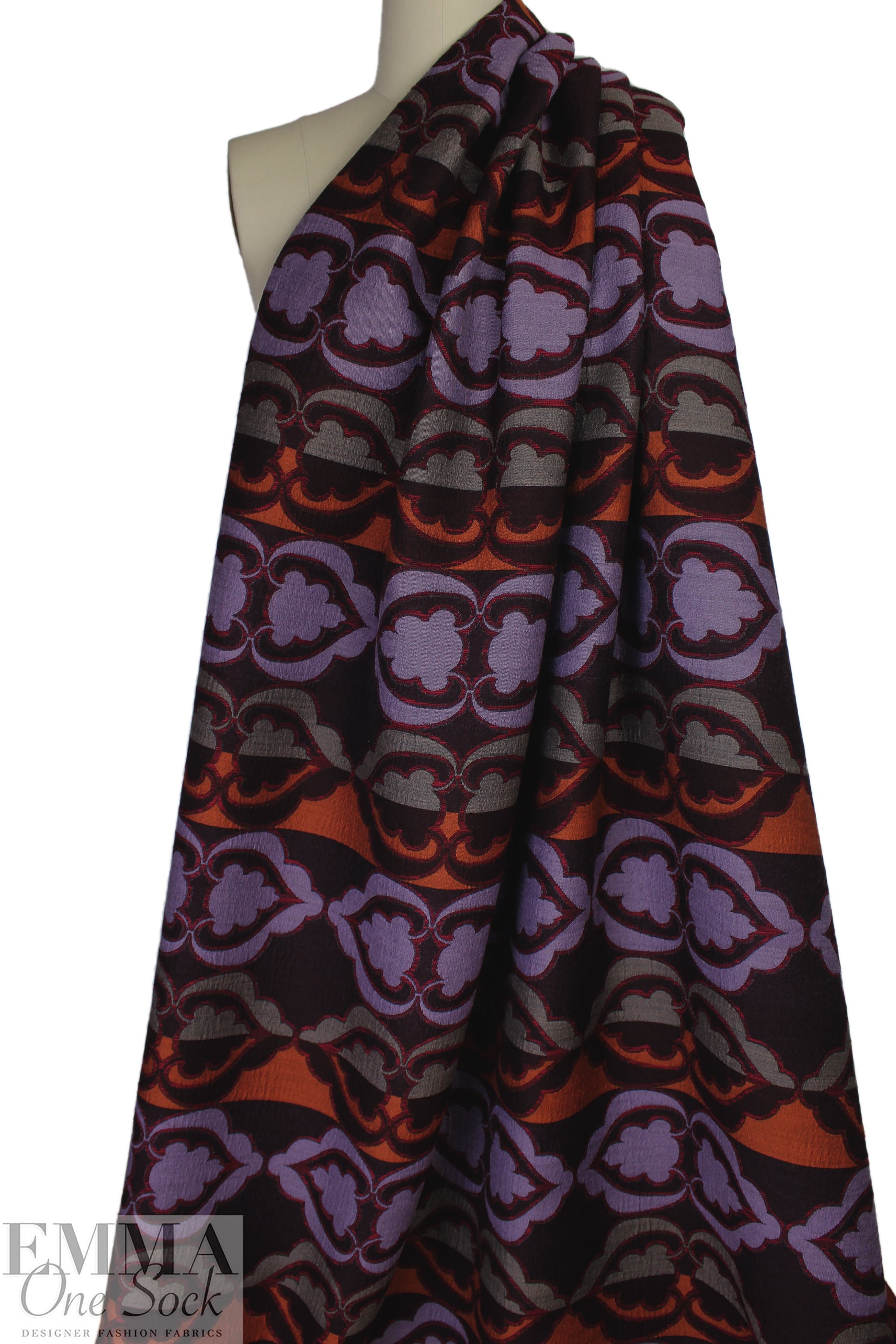 Italian 'mulberry mirror' wool blend jacquard - lilac/mulberry 1.75 yd