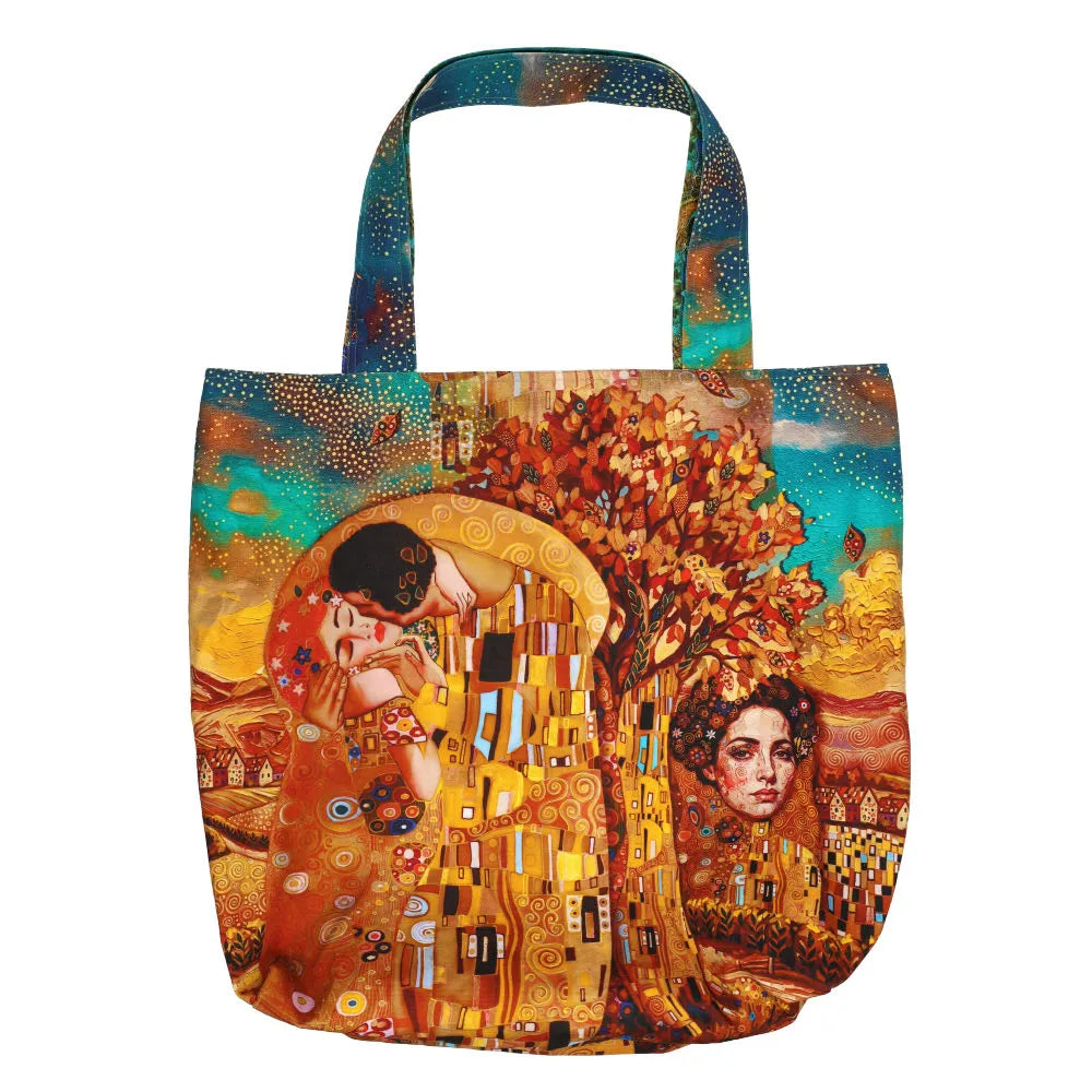 Dutch 'golden peacock/Klimt study' canvas bag panel *pattern included*