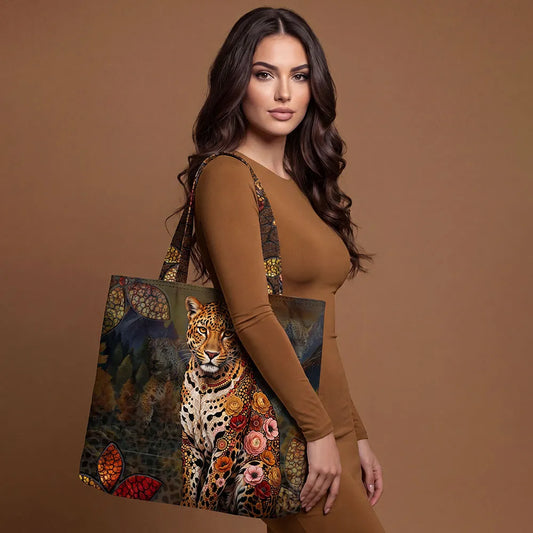 Dutch 'sunset leopard' canvas bag panel *pattern included*